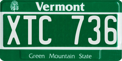 VT license plate XTC736