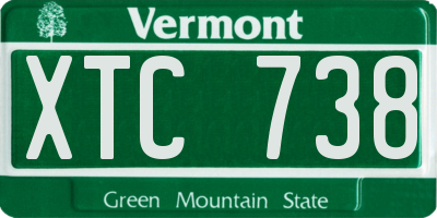 VT license plate XTC738