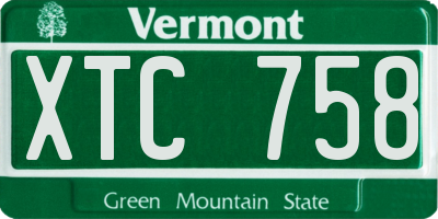 VT license plate XTC758