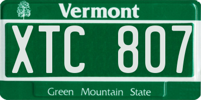 VT license plate XTC807