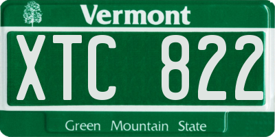 VT license plate XTC822