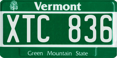 VT license plate XTC836