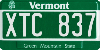VT license plate XTC837
