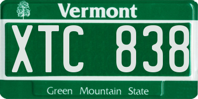 VT license plate XTC838