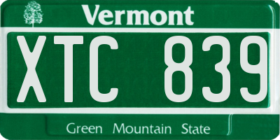 VT license plate XTC839