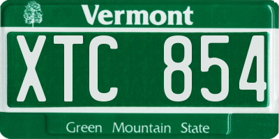 VT license plate XTC854