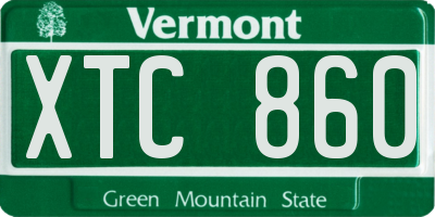 VT license plate XTC860