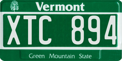 VT license plate XTC894