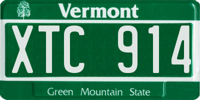 VT license plate XTC914