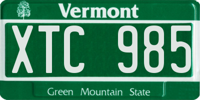 VT license plate XTC985