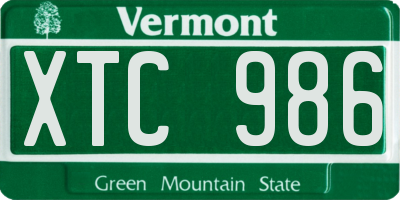 VT license plate XTC986