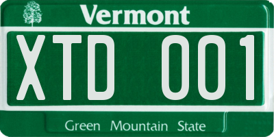 VT license plate XTD001