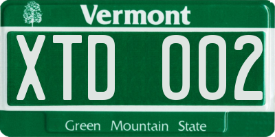 VT license plate XTD002