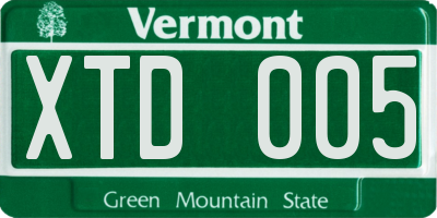 VT license plate XTD005