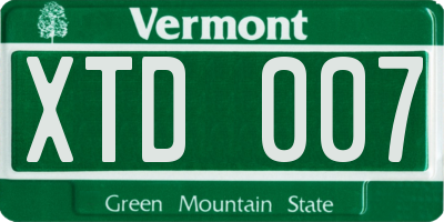 VT license plate XTD007