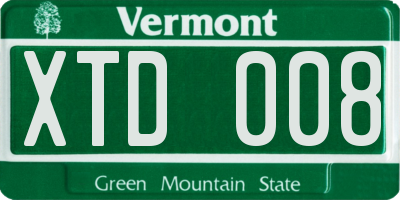 VT license plate XTD008