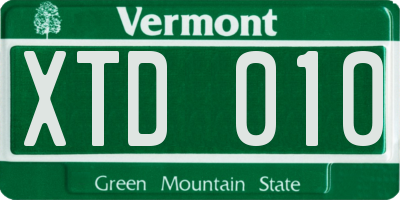 VT license plate XTD010