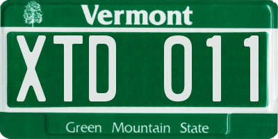 VT license plate XTD011