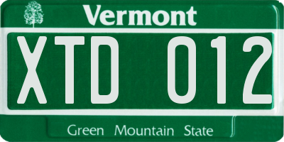 VT license plate XTD012