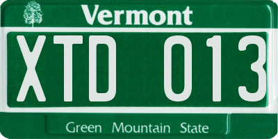 VT license plate XTD013