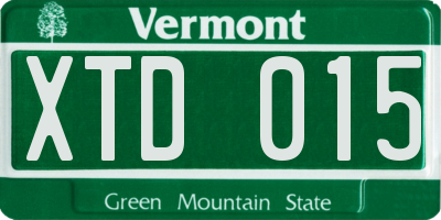 VT license plate XTD015