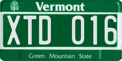 VT license plate XTD016