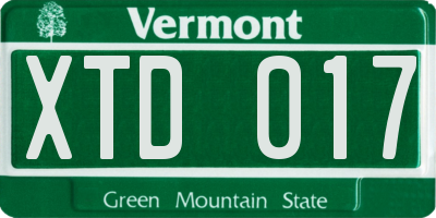 VT license plate XTD017