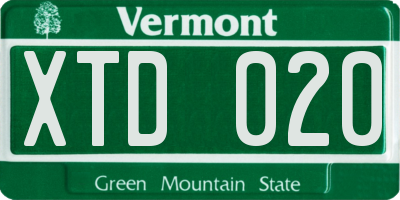VT license plate XTD020