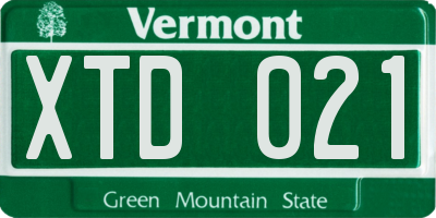 VT license plate XTD021