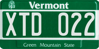 VT license plate XTD022
