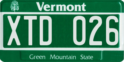 VT license plate XTD026