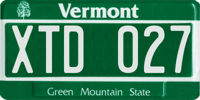 VT license plate XTD027