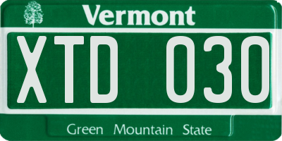 VT license plate XTD030