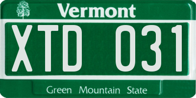VT license plate XTD031