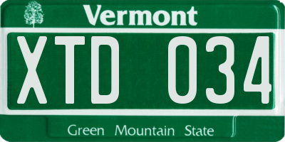 VT license plate XTD034