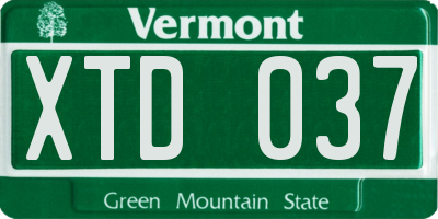 VT license plate XTD037
