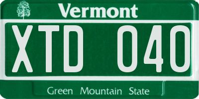 VT license plate XTD040