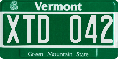 VT license plate XTD042