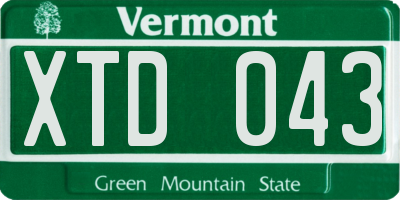 VT license plate XTD043