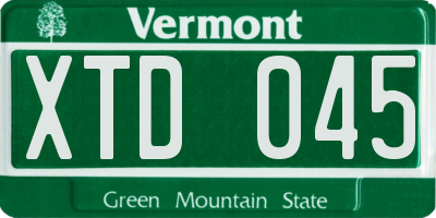 VT license plate XTD045