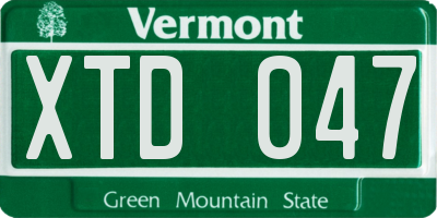VT license plate XTD047