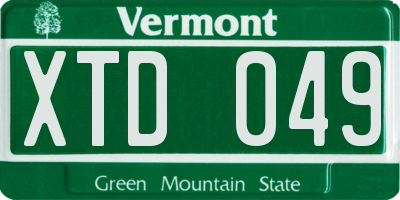 VT license plate XTD049