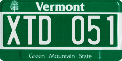 VT license plate XTD051