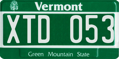 VT license plate XTD053