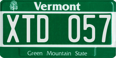 VT license plate XTD057