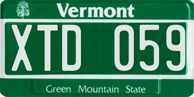 VT license plate XTD059