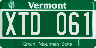 VT license plate XTD061