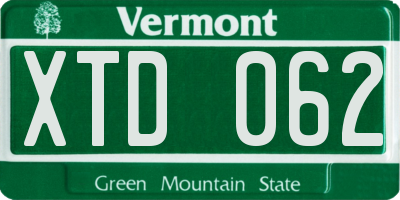 VT license plate XTD062