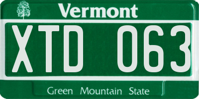 VT license plate XTD063