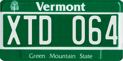 VT license plate XTD064